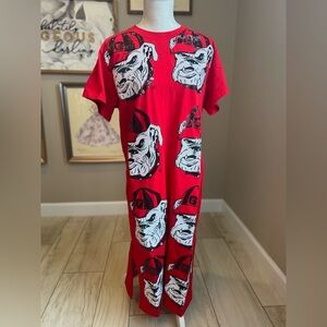 New! QUEEN OF SPARKLES Licensed Georgia Bulldogs Sequin Midi Tee Dress